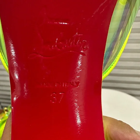 🌺CHRISTIAN LOUBOUTIN🌺 Alyah Mules Limited Edition Green Size: 37 - Picture 11 of 13